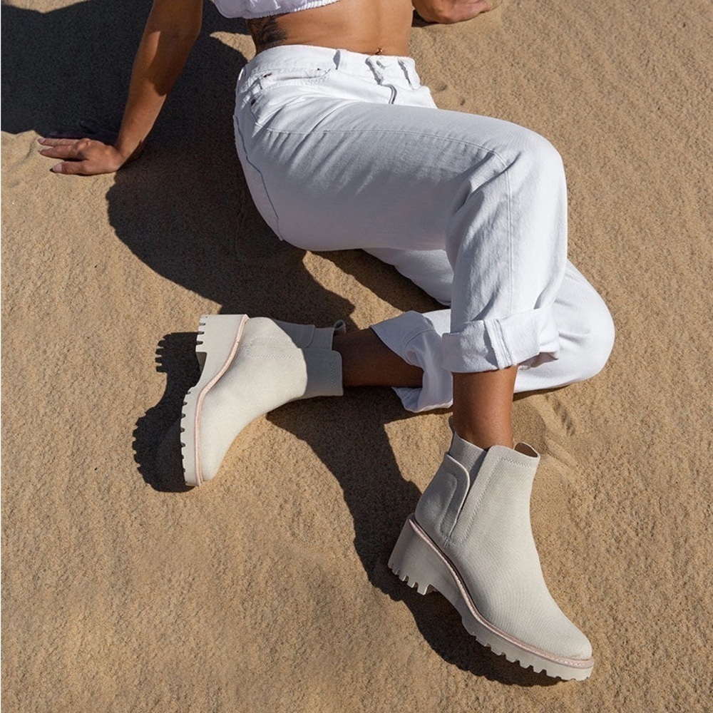 New Dolce Vita Huey Booties Ankle Boot Cream Sandstone Canvas Sz 6 - Picture 16 of 16